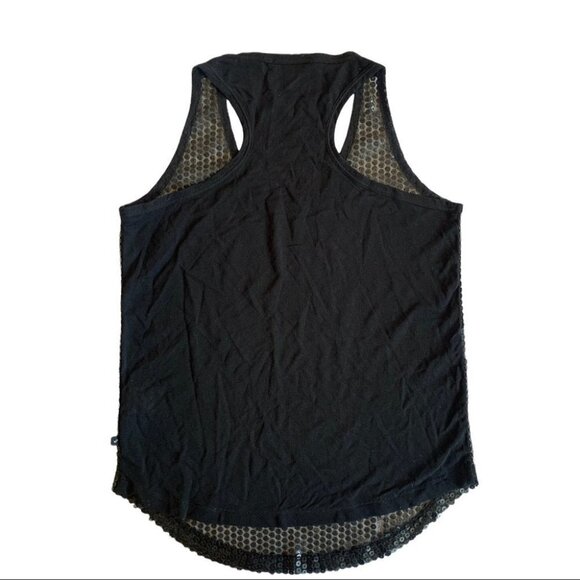 WILLIAM RAST BLACK TANK TOP WOMEN TOP SIZE  SMALL SEQUIN SEMI SHEER - Picture 3 of 5